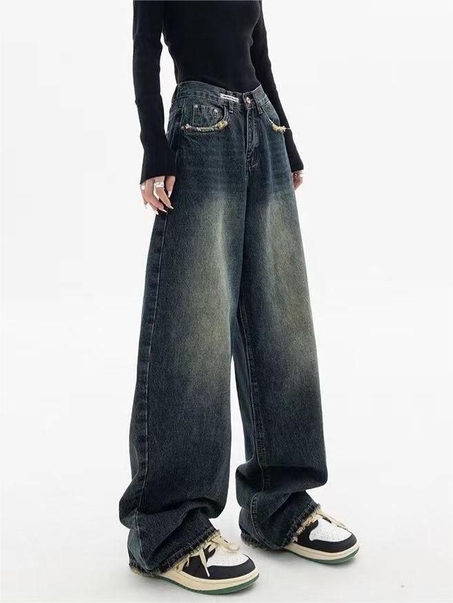 Herren Vintage Baggy Jeans Dunkel Gewaschen