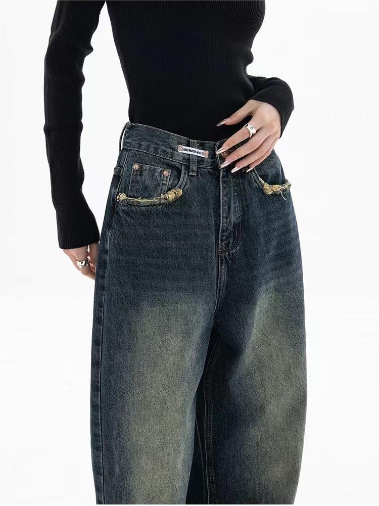 Herren Vintage Baggy Jeans Dunkel Gewaschen