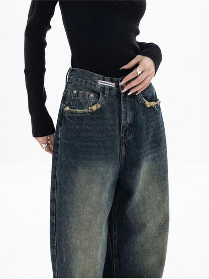 Herren Vintage Baggy Jeans Dunkel Gewaschen