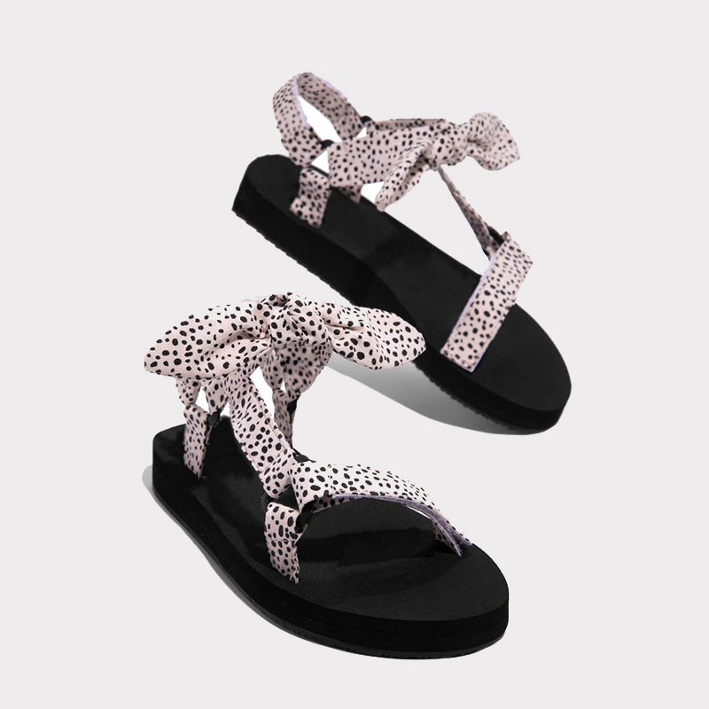 Eveloria Damen Offene Schuhe mit Bogen Leder