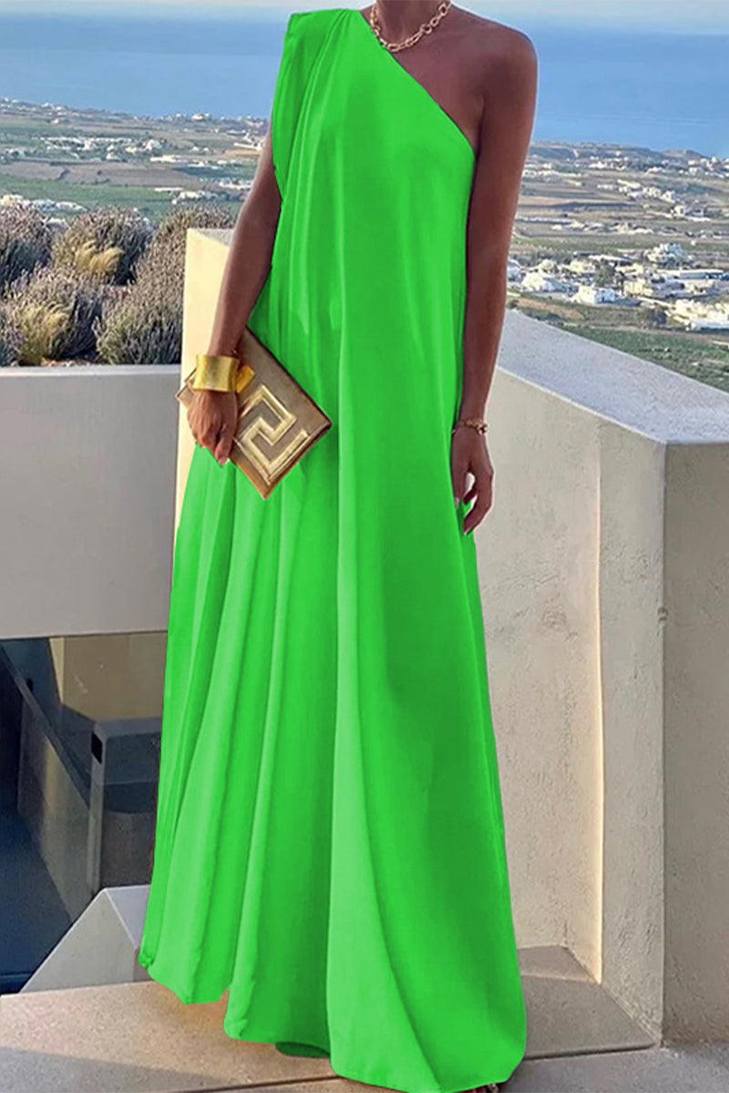Eveloria Damen Abendkleid Asymmetrischer Kragen Einfach