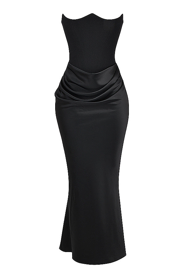 Eveloria Damen Trägerloses Maxikleid Korsett