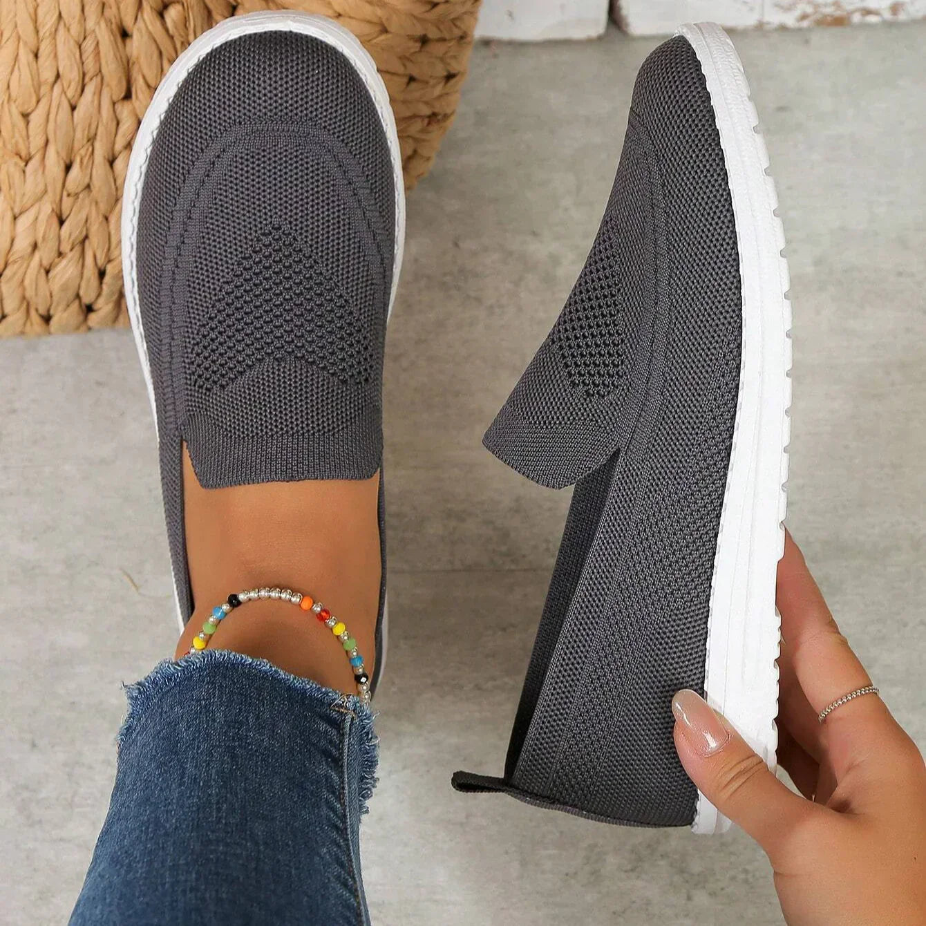 Damen Slip On Sneaker Casual Schuhe Schwarz - Eveloria
