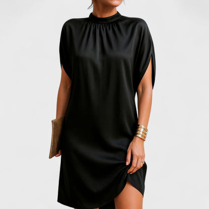 Damen Minikleid Hohem Kragen Lockeres Design - Eveloria