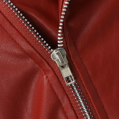 Eveloria Damen Bikerjacke Leder Gürtel