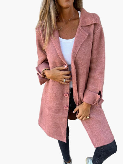 Damen Mantel Relaxed Fit Button-Front