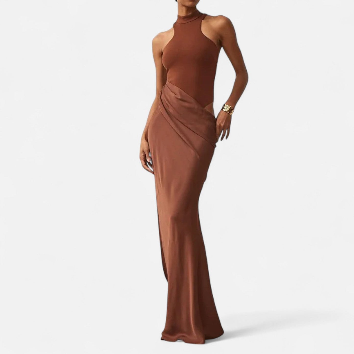Damen Maxikleid Neckholder Cut-Out Kleid