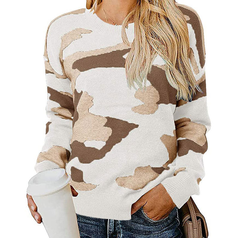 Damen Camouflage Pullover Modisch Eveloria