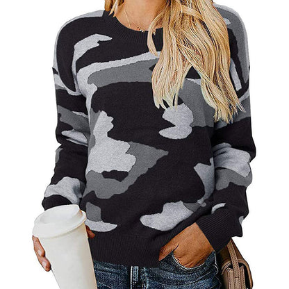 Damen Camouflage Pullover Modisch Eveloria