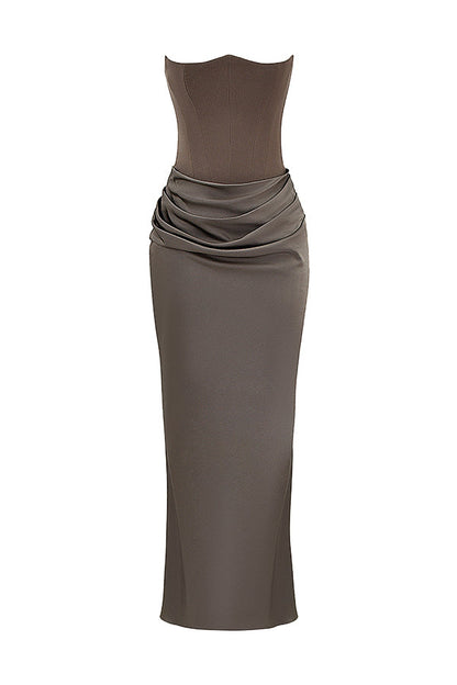 Eveloria Damen Trägerloses Maxikleid Korsett
