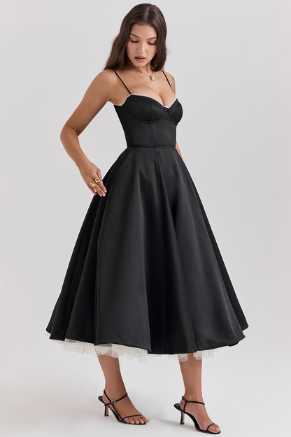 Damen Abendkleid Midi Herzförmiger Ausschnitt