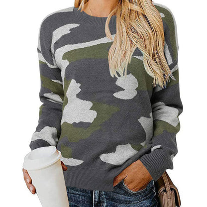 Damen Camouflage Pullover Modisch Eveloria - Eveloria