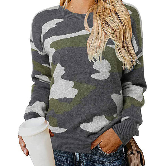 Damen Camouflage Pullover Modisch Eveloria - Eveloria