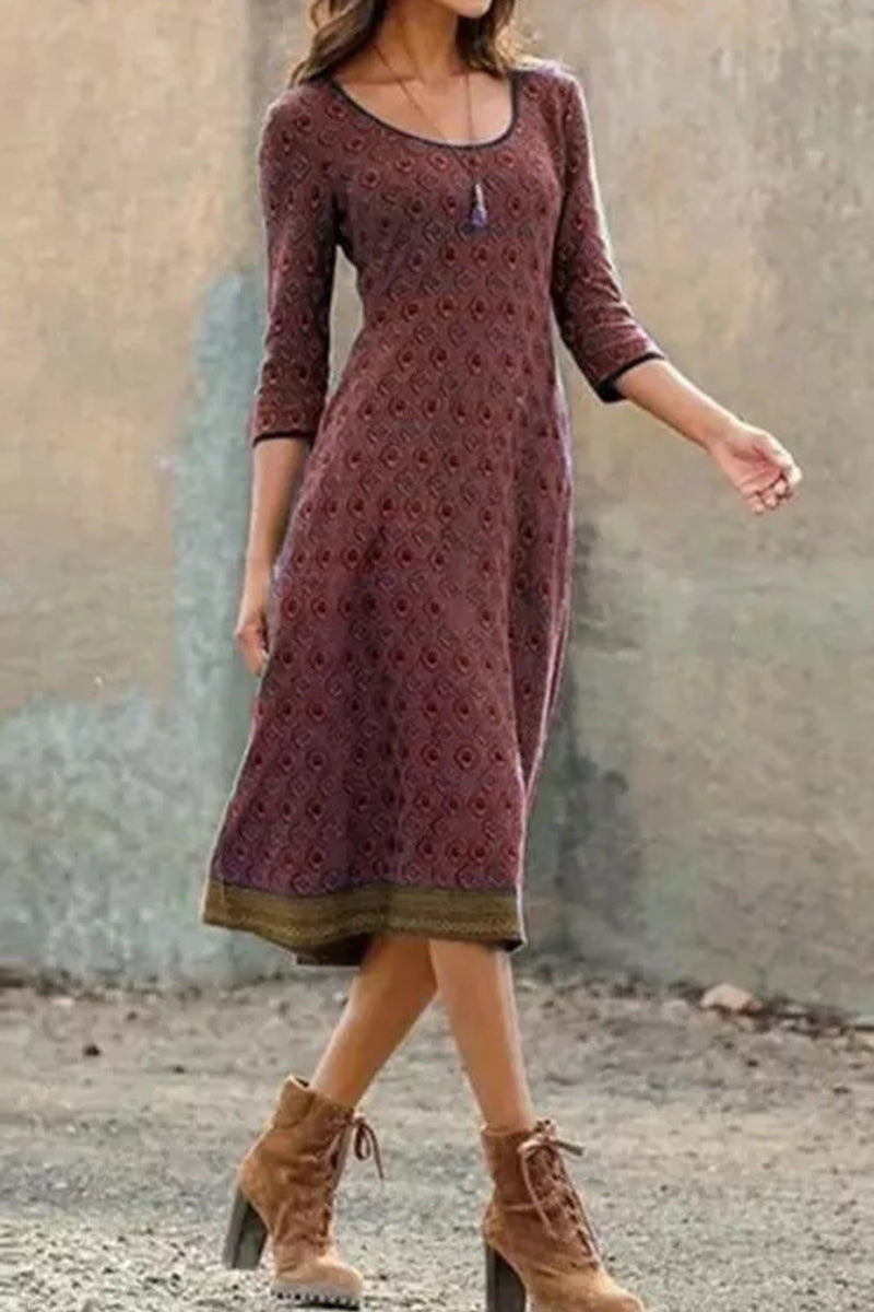 Eveloria Damen Boho Chic Midi Kleid