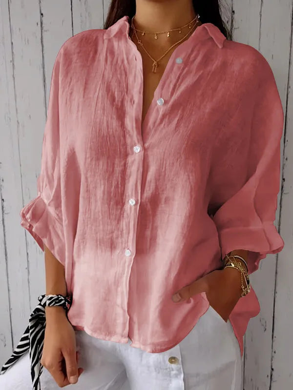 Eveloria Damen Bluse Einfarbig Mit Knöpfen