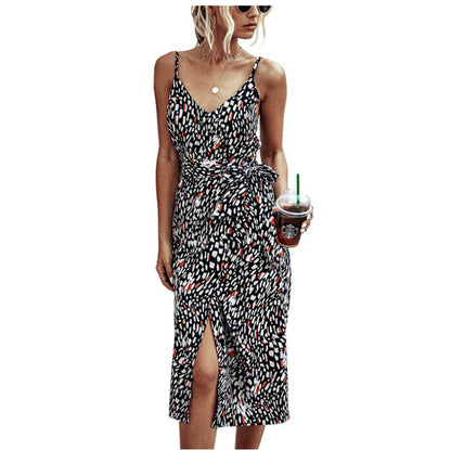 Damen Wickelkleid Leicht Floralmuster Schlitz