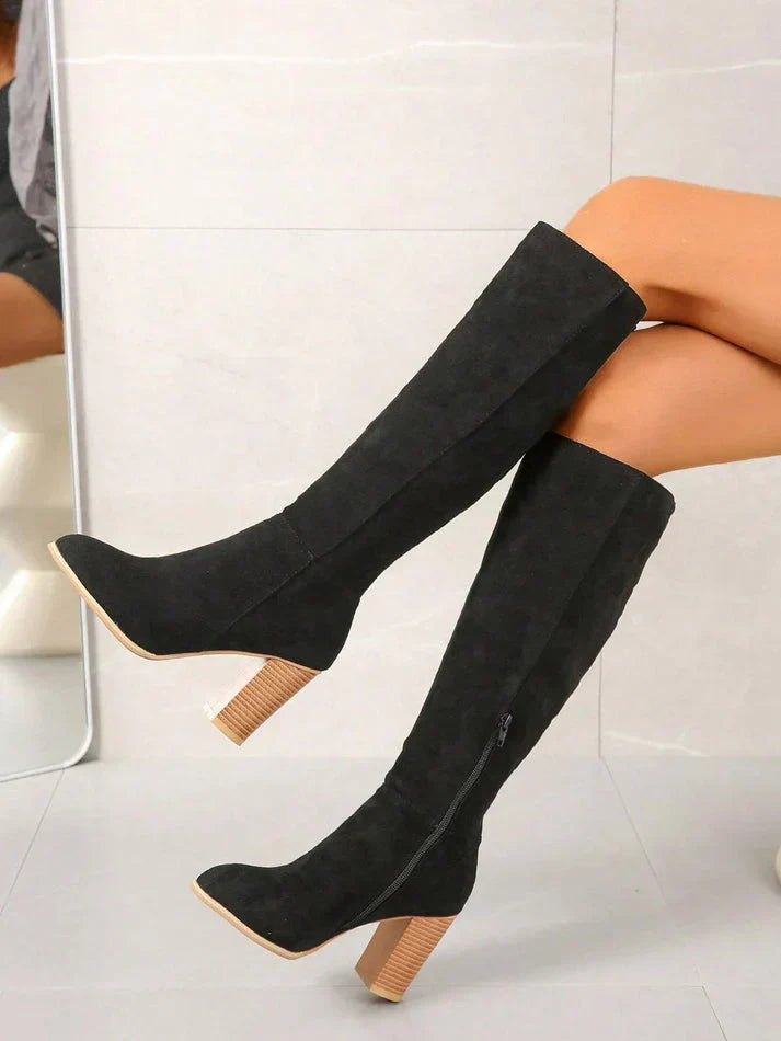 Eveloria Damen Stiefel Kniehoch Absatz
