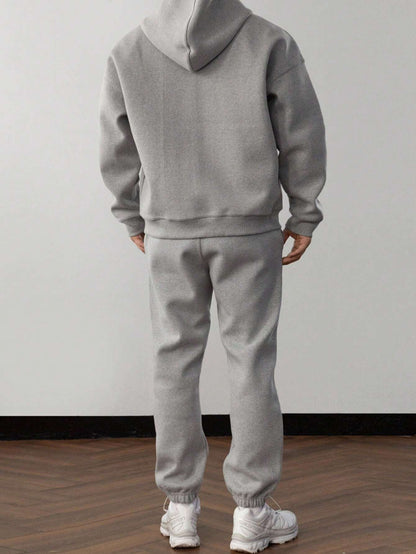 Eveloria Herren Unifarbene Jogginghose Set Kapuzenpulli - Eveloria