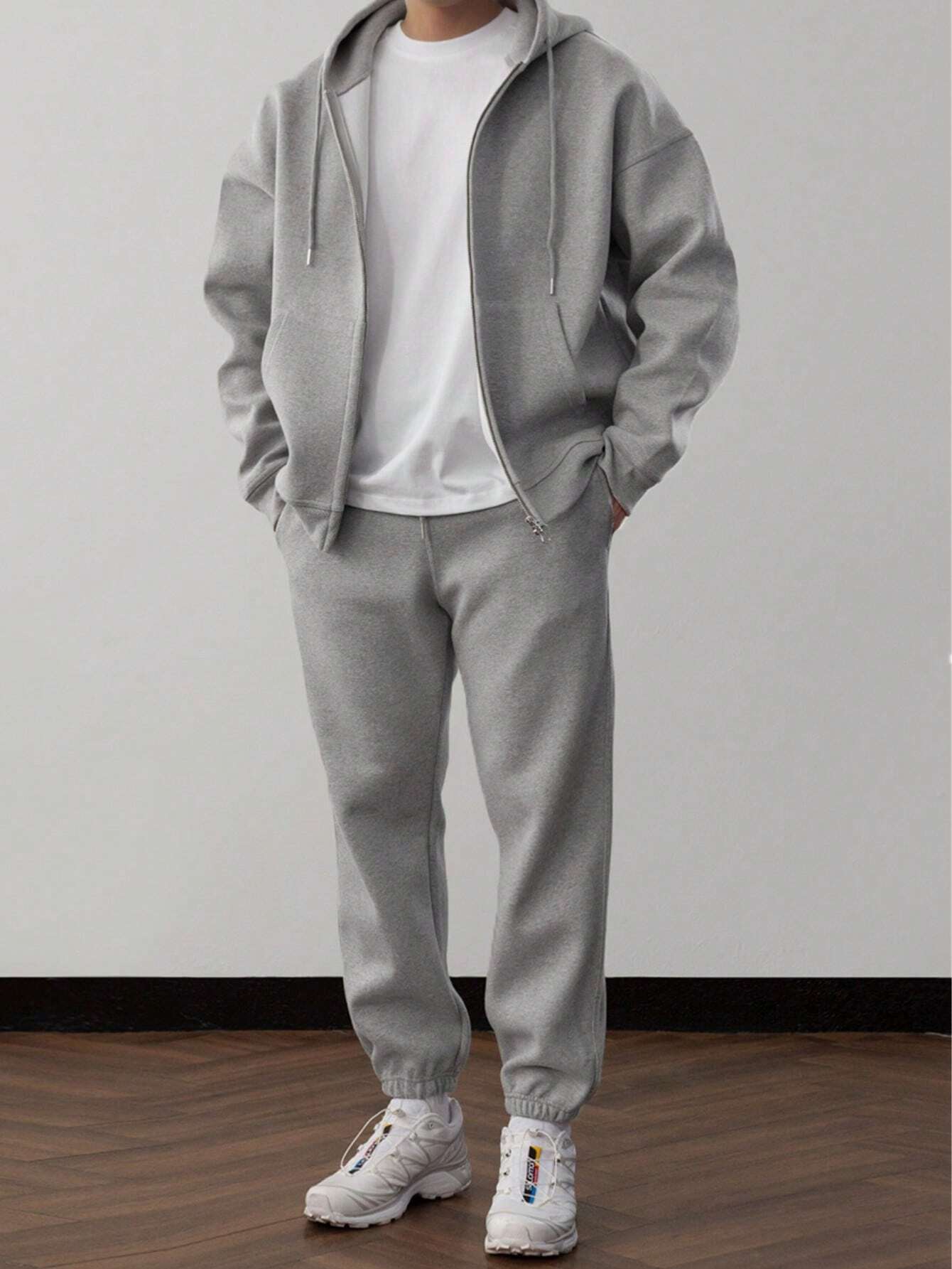 Eveloria Herren Unifarbene Jogginghose Set Kapuzenpulli