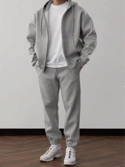 Eveloria Herren Unifarbene Jogginghose Set Kapuzenpulli