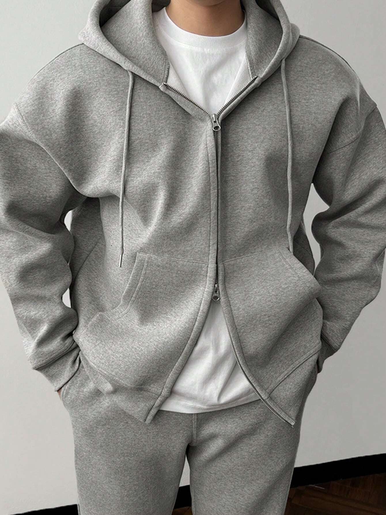 Eveloria Herren Unifarbene Jogginghose Set Kapuzenpulli