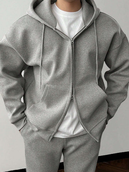 Eveloria Herren Unifarbene Jogginghose Set Kapuzenpulli