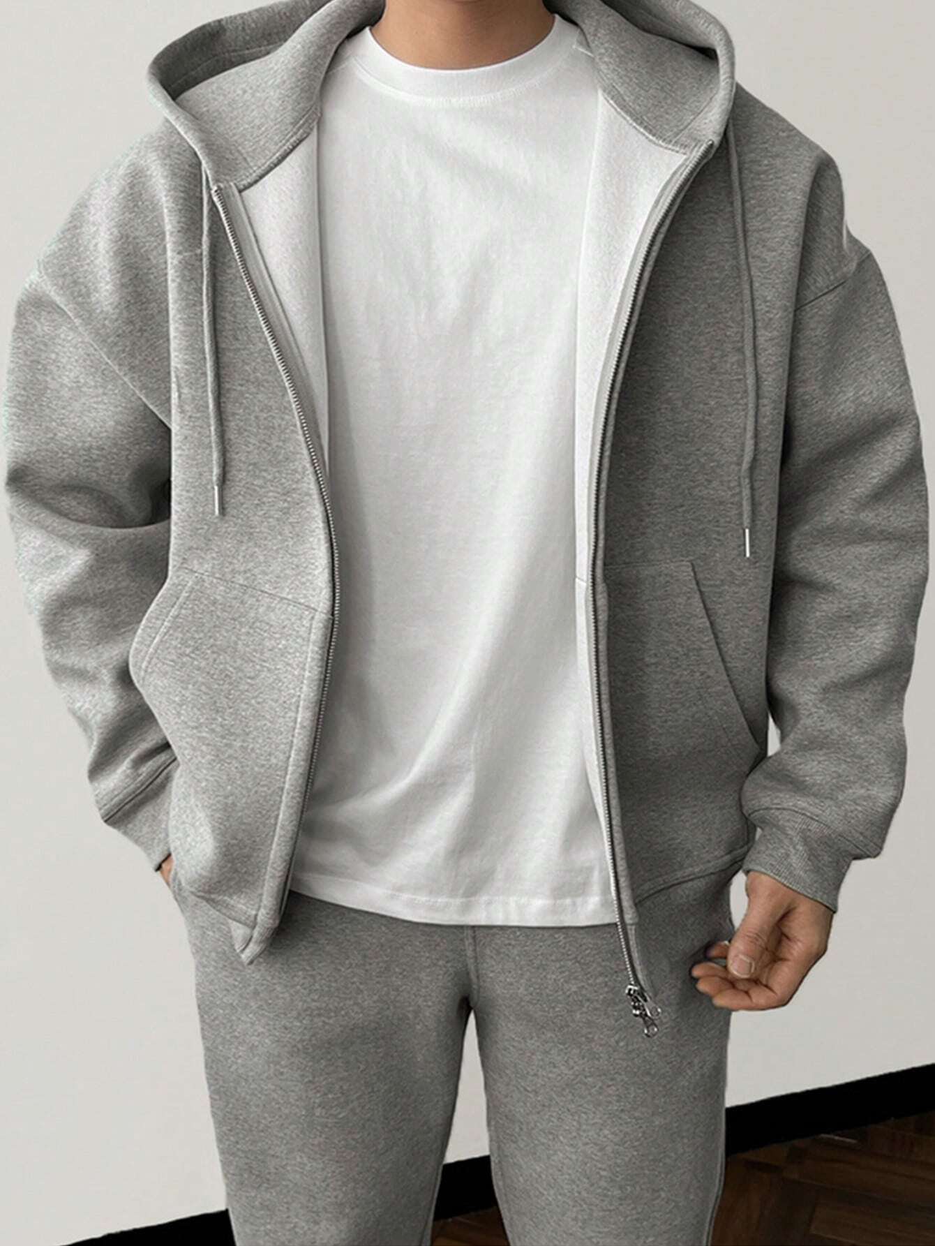 Eveloria Herren Unifarbene Jogginghose Set Kapuzenpulli