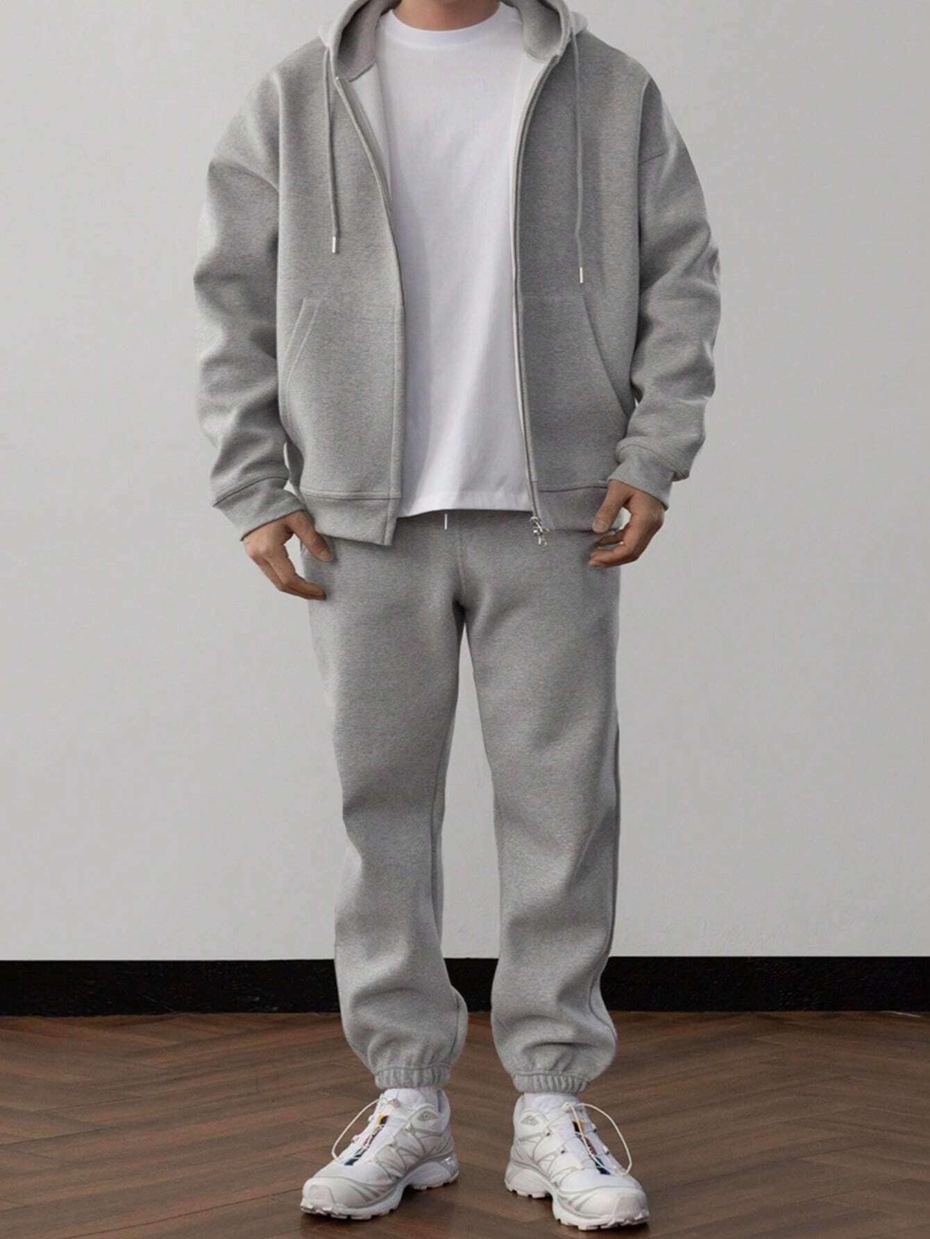 Eveloria Herren Unifarbene Jogginghose Set Kapuzenpulli
