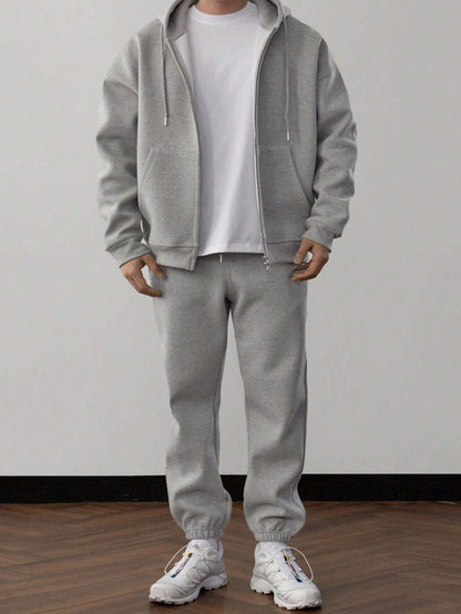 Eveloria Herren Unifarbene Jogginghose Set Kapuzenpulli