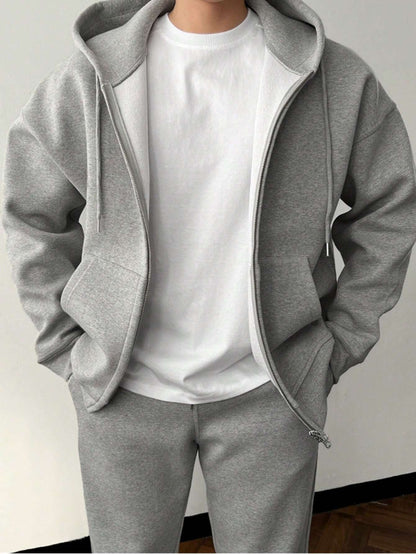 Eveloria Herren Unifarbene Jogginghose Set Kapuzenpulli