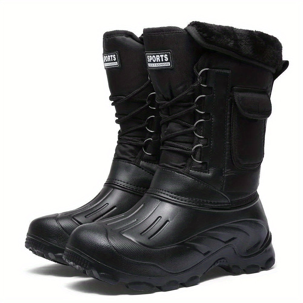 Herren Wasserdichte Winterschuhe Hochschnitt Warmfutter Schwarz - Eveloria