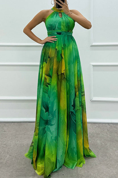 Eveloria Damen Abendkleid Schnürung Kontrasthals Gradientfarben
