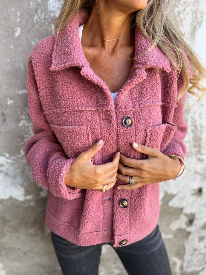Eveloria Damen Kurze Bouclé Jacke Warm