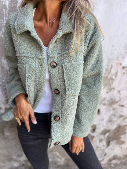 Eveloria Damen Kurze Bouclé Jacke Warm