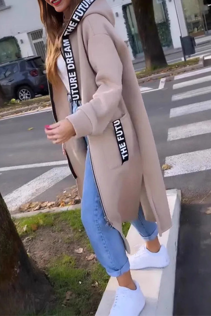 Eveloria Damen Kapuzenjacke Patchwork Reißverschluss Lässig