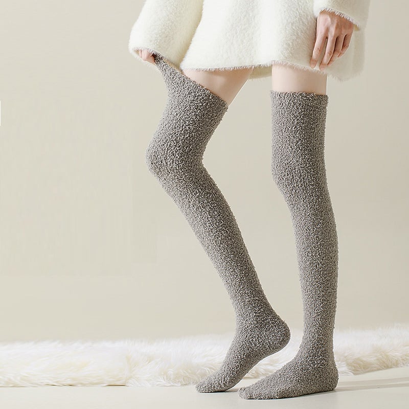 Damen Overknee-Haussocken Flauschig Warm Rutschfest