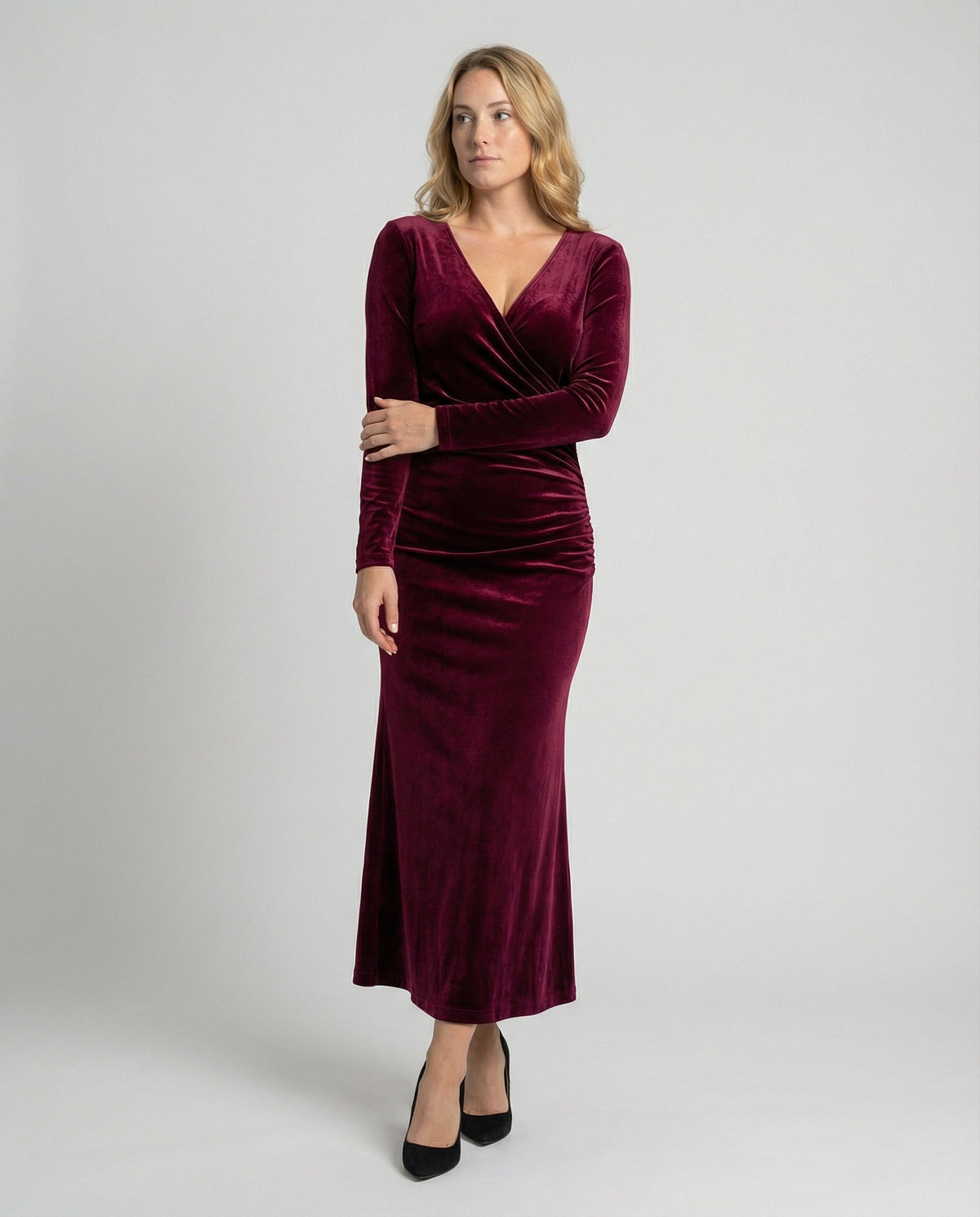 Samt Bodycon-Kleid Damen Elegantes Schwarz - Eveloria