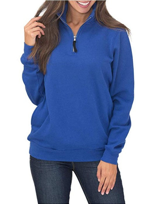 Damen Fleecepullover Stehkragen Reißverschluss Eveloria