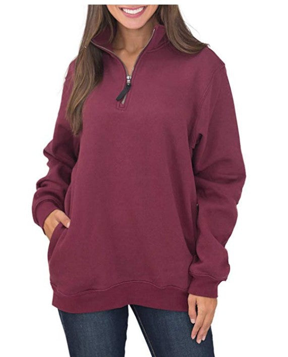 Damen Fleecepullover Stehkragen Reißverschluss Eveloria