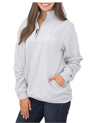 Damen Fleecepullover Stehkragen Reißverschluss Eveloria