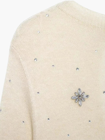 Damen Strickjacke Knopfleiste Verschönert