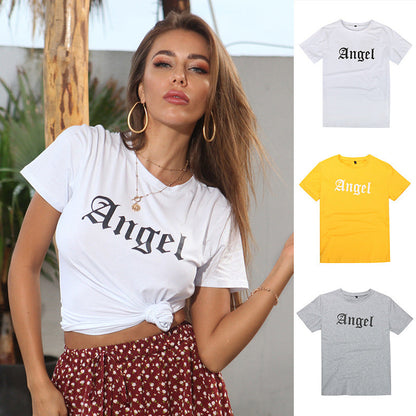 Damen T-Shirt Lässiger Schnitt Weiße Farbe