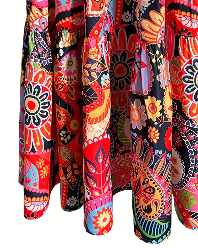 Eveloria Damen Ärmelloses Kleid Lockere Passform Lang Print