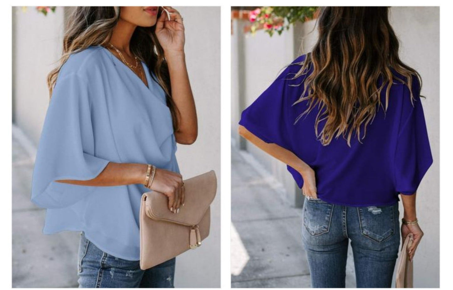 Damen Chiffonhemd V-Ausschnitt