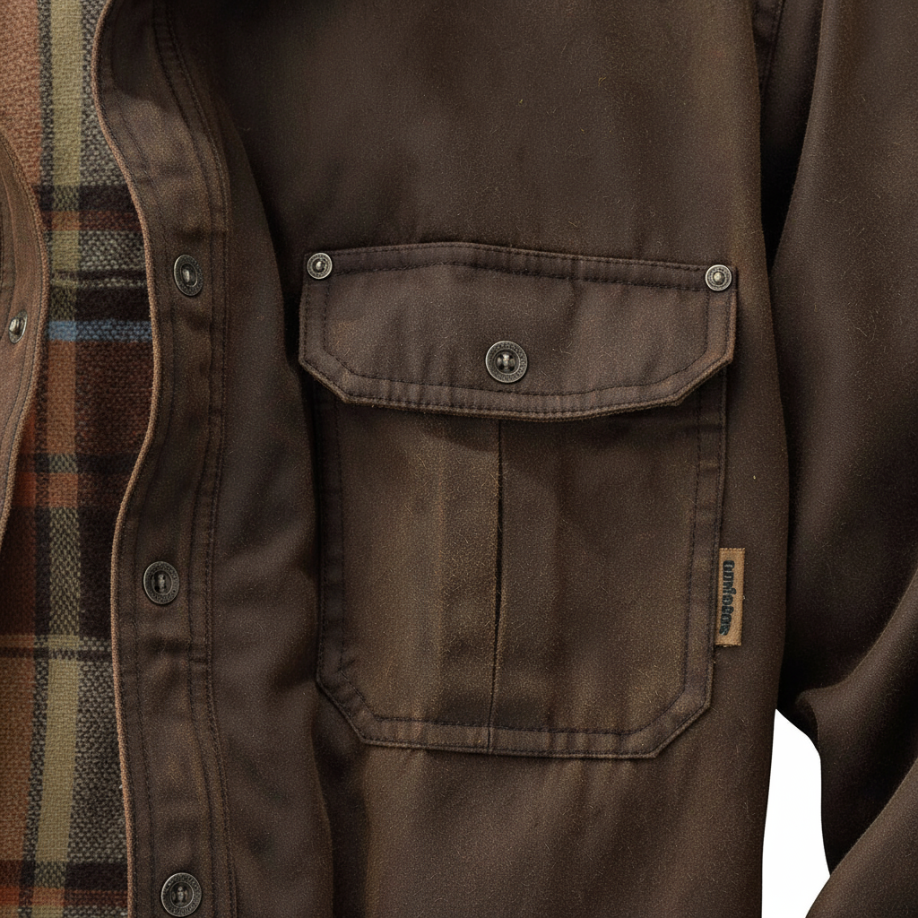 Herren Wachsjacke Bomberstil Warmes Flanellfutter