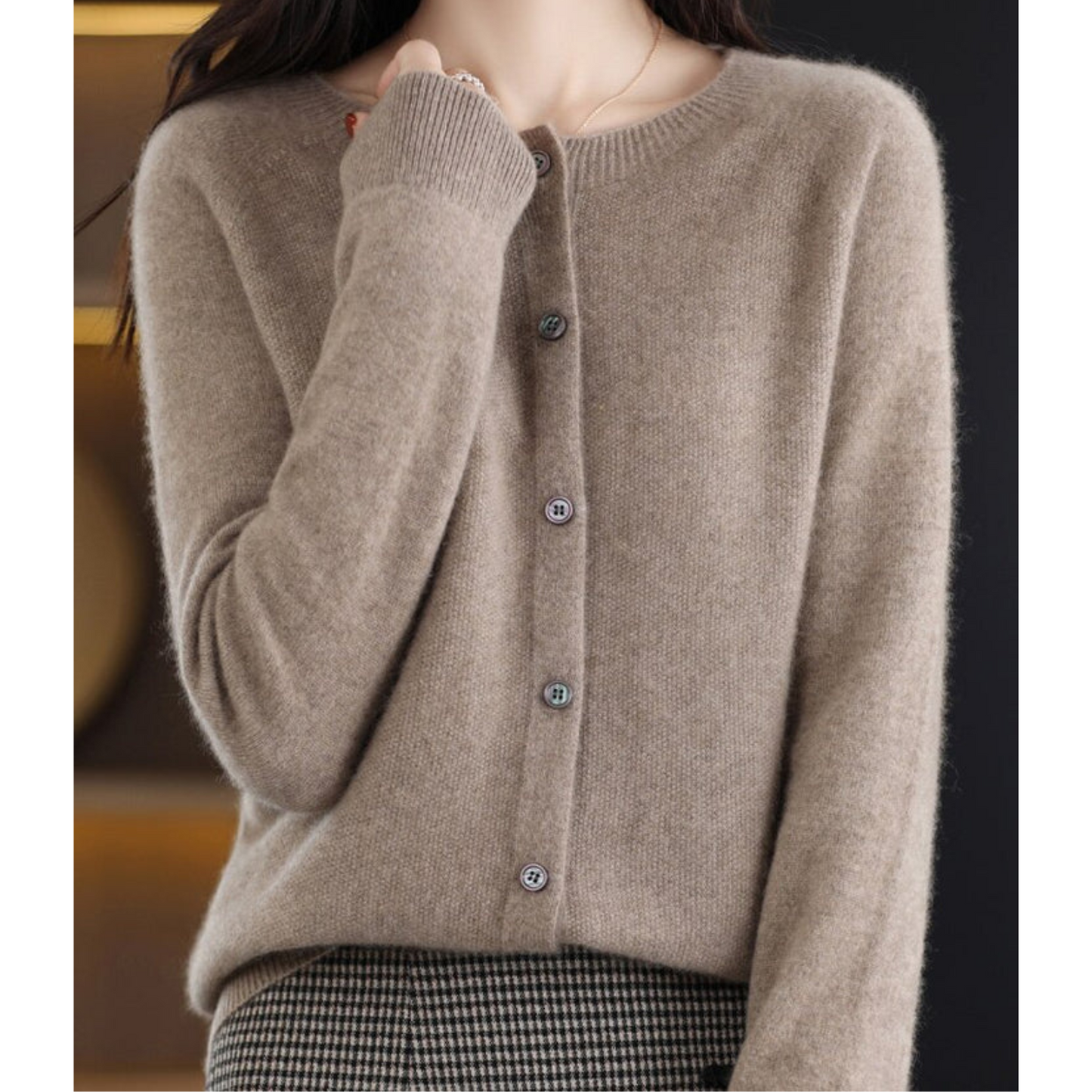 Damen Strickjacke Klassische Knopfleiste