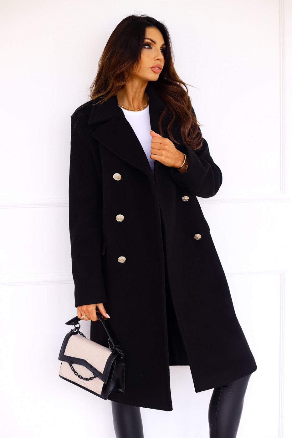 Damen Trenchcoat Lang Klassisch Mit Knöpfen