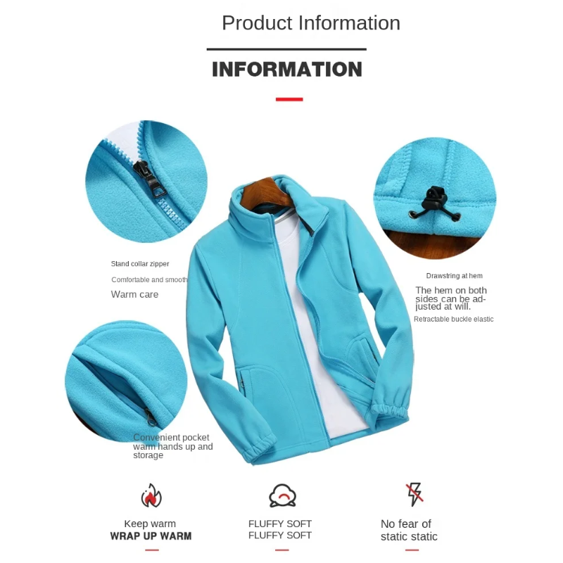 Damen Fleecejacke Reißverschluss Stehkragen Fleece