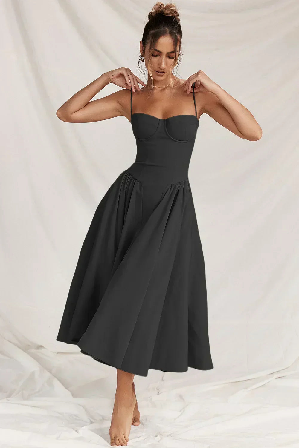 Damen Midikleid mit Taschen Sommerlich Leicht
