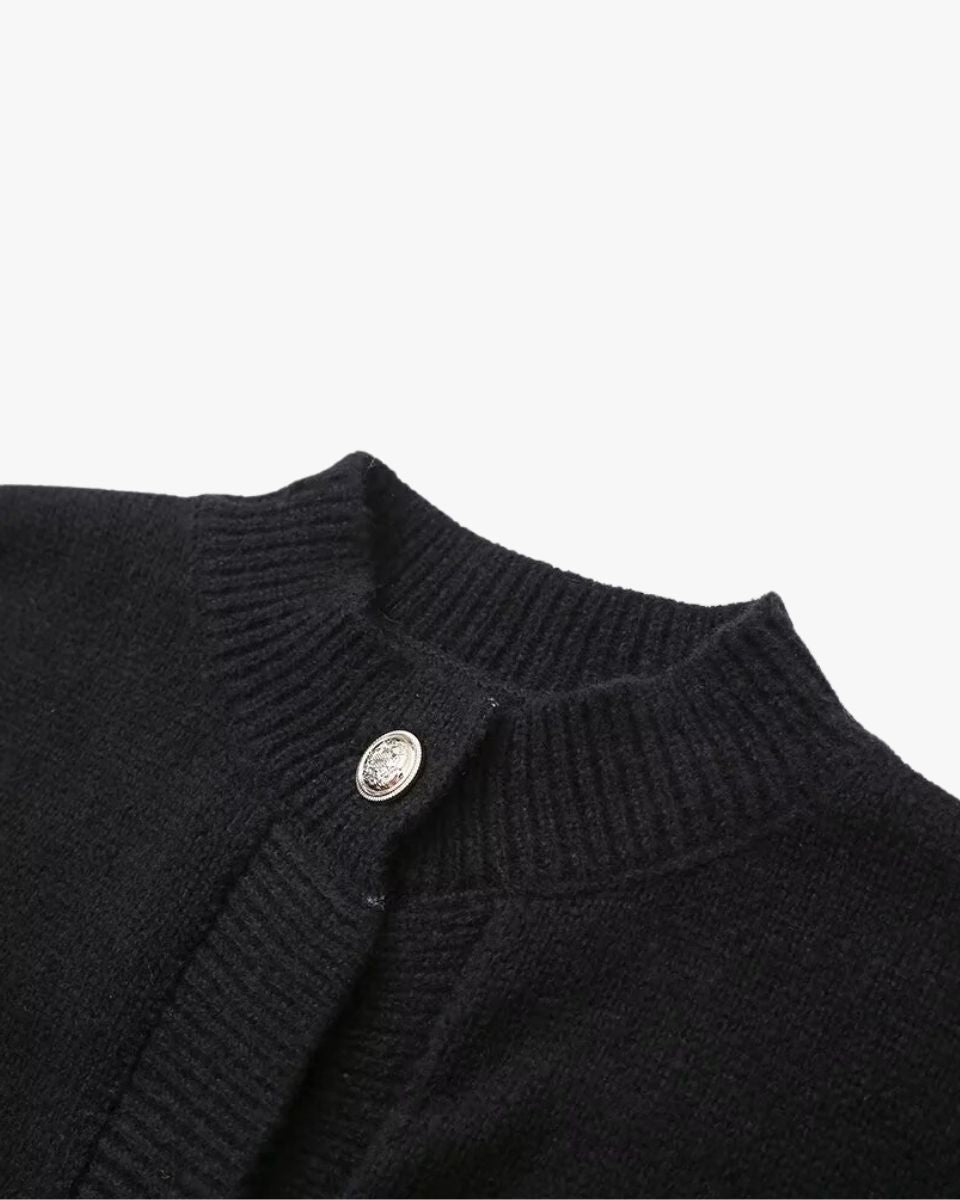 Damen Strickjacke Knöpfe Federärmel